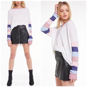 Wildfox Perry Banded-Sleeve Thermal Sweater Top